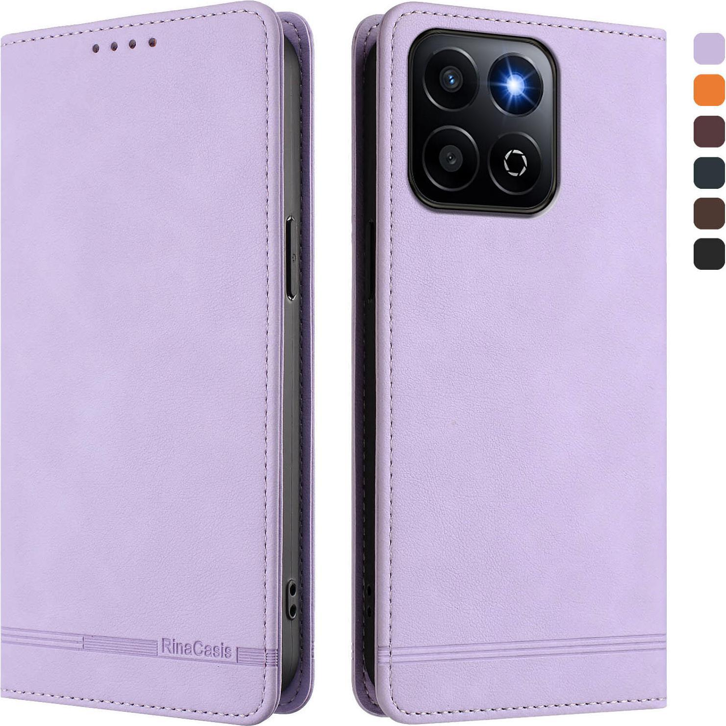 Custodia Per Honor 400 Smart /Honor X7D 5G, Custodia Retro In Finto Cuoio Con Supporto E Slot Per Carte Purple