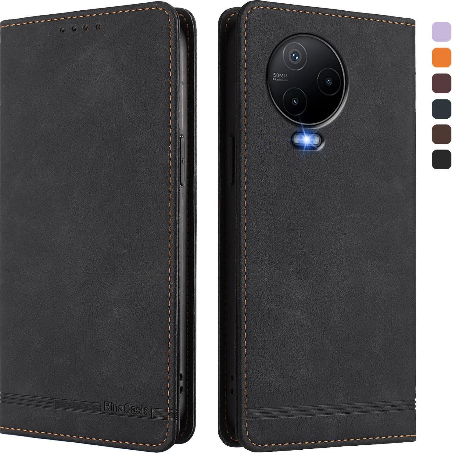 Custodia Per Infinix Note 12 (2023)/Note 12 Pro 4G, Retro Custodia Flip In Finto Cuoio Con Supporto E Slot Per Schede Nero
