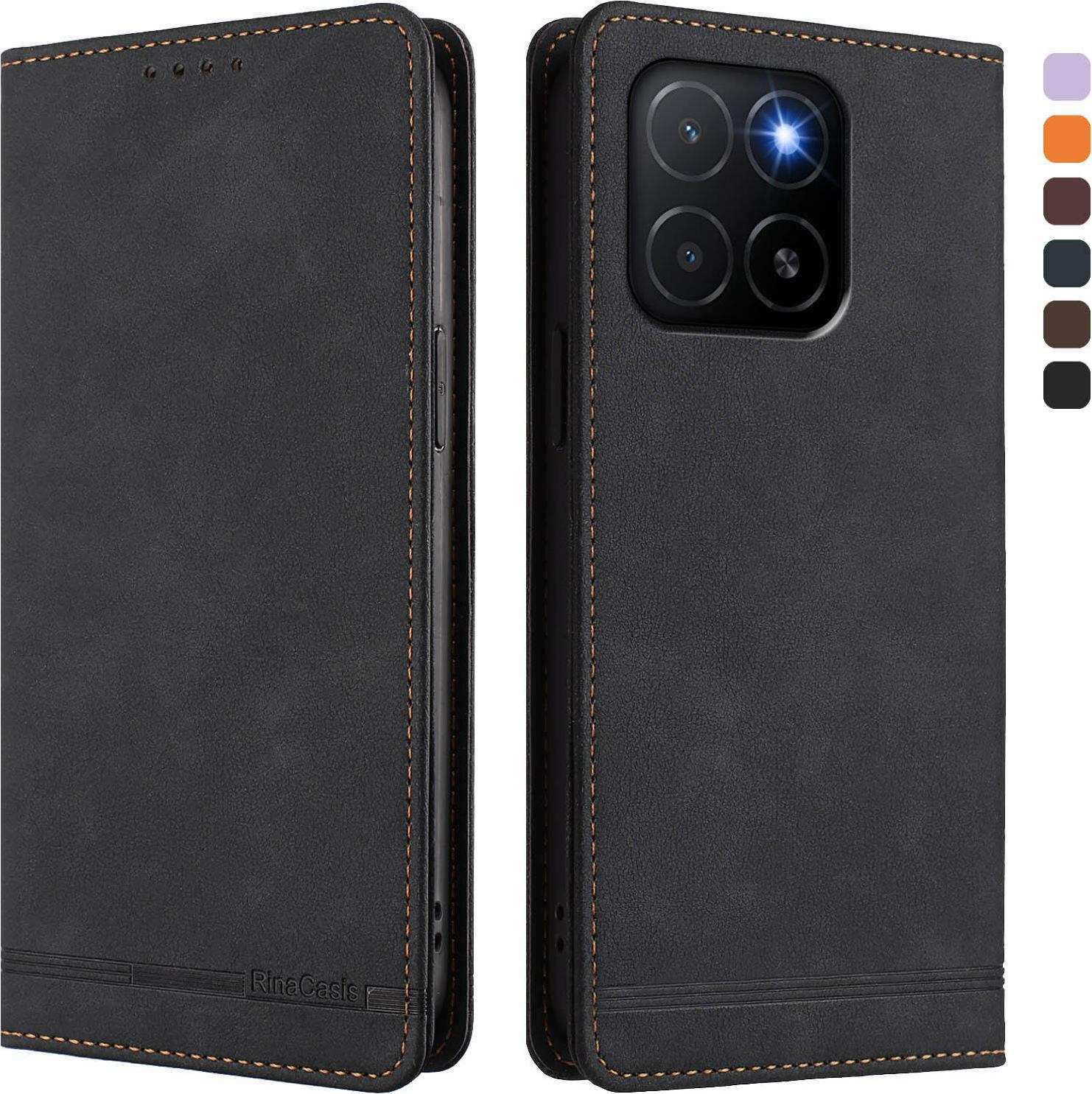 Custodia Per Honor X5B/Honor X5B Plus, Custodia Retro In Finto Cuoio Flip Con Supporto E Slot Per Schede Nero