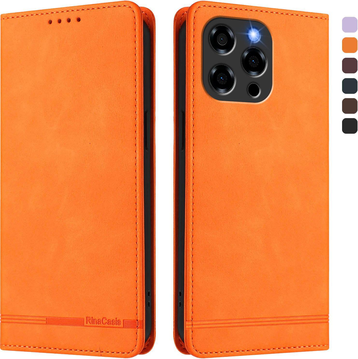 Custodia Per Doogee Note 58 / Note 58 Pro, Custodia Retro In Finto Cuoio Flip Con Supporto E Slot Per Schede Arancione