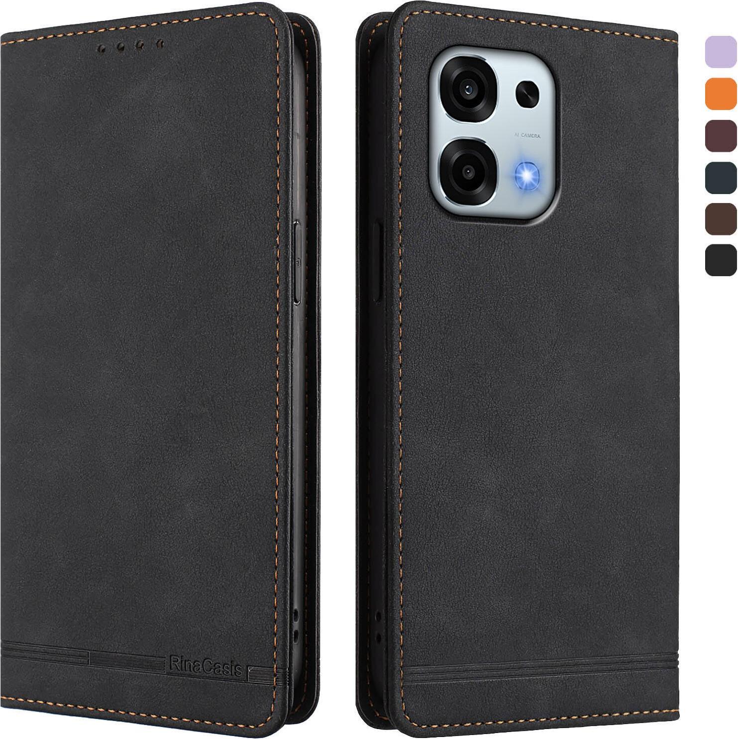 Custodia Per Oppo A6 Pro 5G/Oppo A6 Pro 4G, Custodia Retro In Finto Cuoio Flip Con Supporto E Slot Per Schede Nero