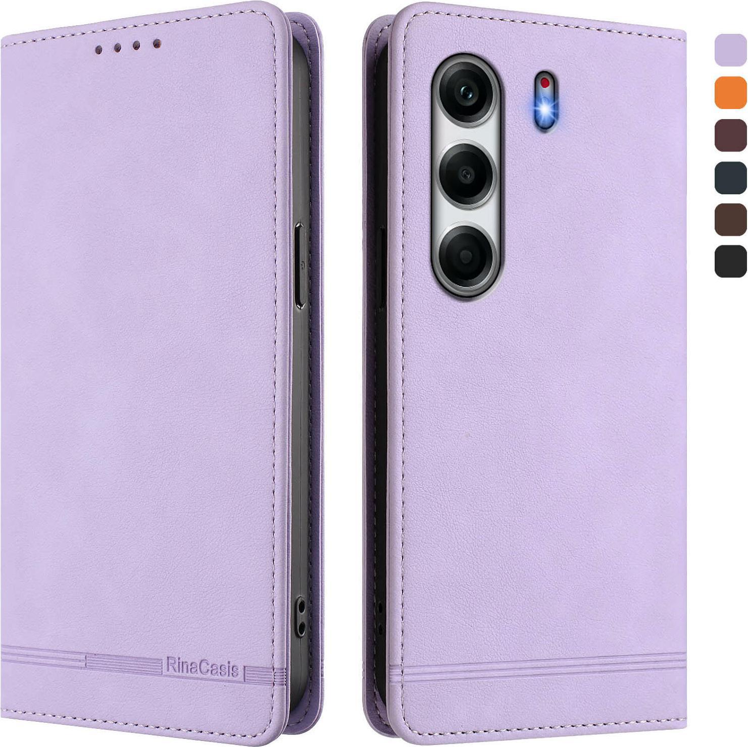 Custodia Per Tecno Camon 40 4G, Custodia Retro In Finto Cuoio Flip Con Supporto E Slot Per Carte Di Credito Viola
