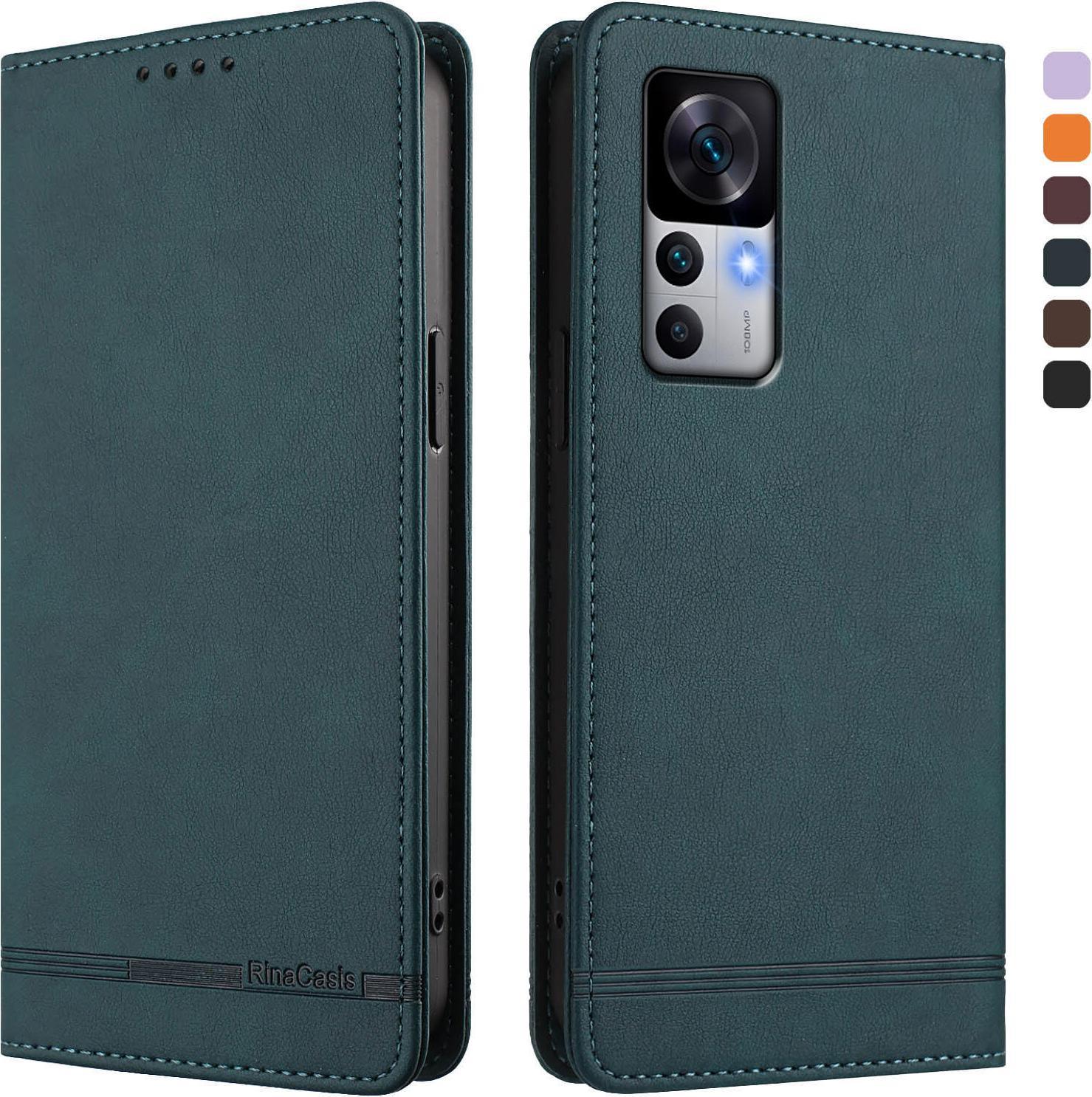 Custodia Per Xiaomi 12T / Xiaomi 12T Pro, Retro Custodia Flip In Finto Cuoio Con Supporto E Slot Per Carte Verde