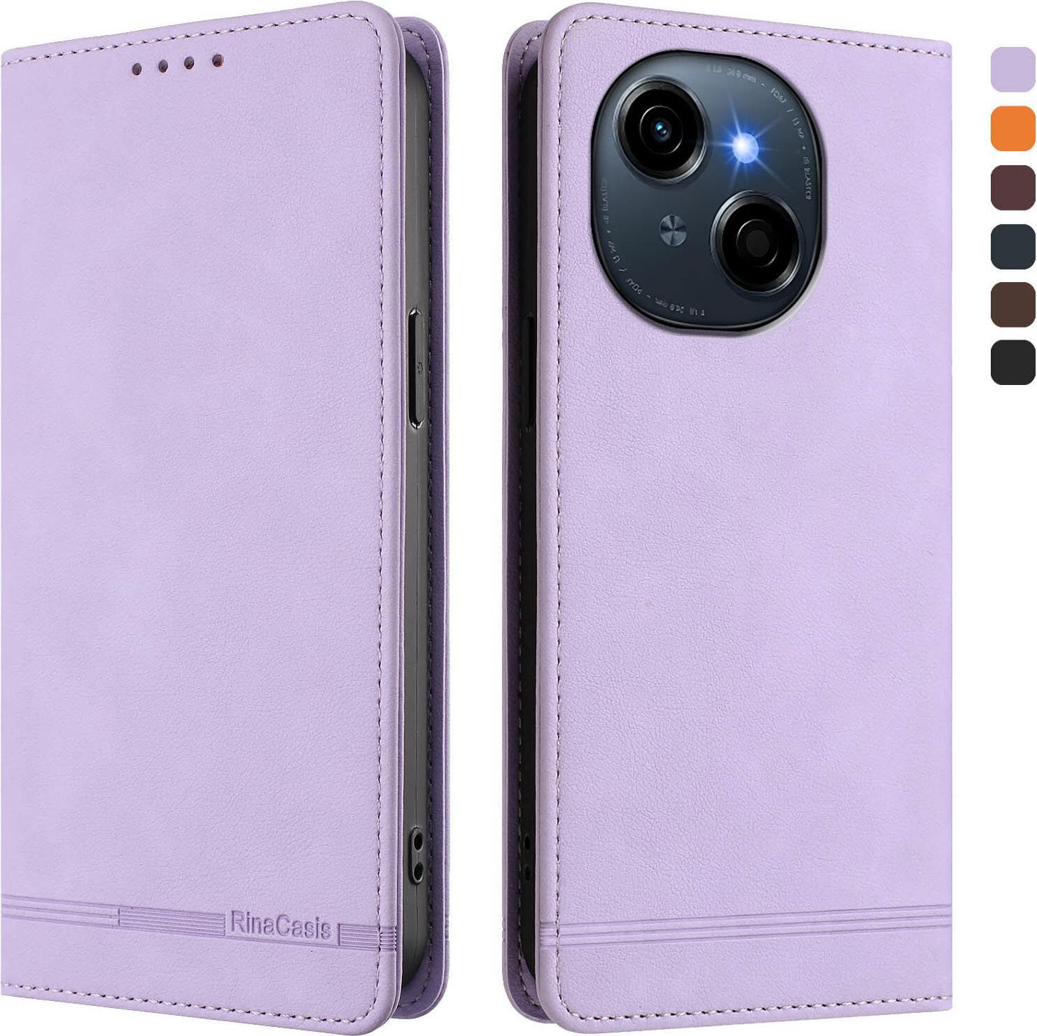 Custodia Per Tecno Spark Go 1 /Go 1S/Pop 9 4G, Retro Custodia Flip In Finto Cuoio Con Supporto E Slot Per Carte Di Credito Viola