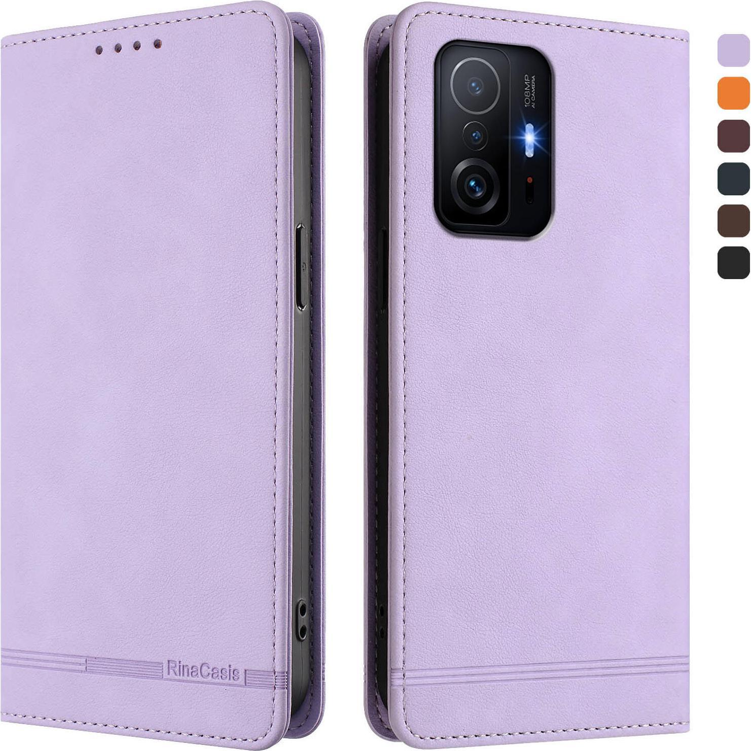 Custodia Per Xiaomi 11T / Xiaomi 11T Pro, Retro Custodia Flip In Finto Cuoio Con Supporto E Slot Per Carte Purple