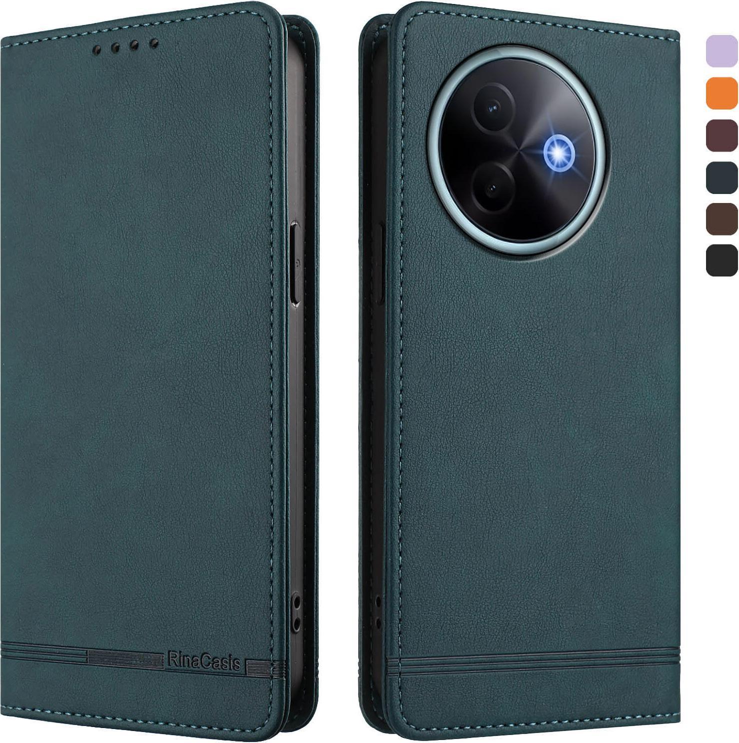 Custodia Per Vivo Y39 5G, Retro Custodia Flip In Finto Cuoio Con Supporto E Slot Per Carte Verde