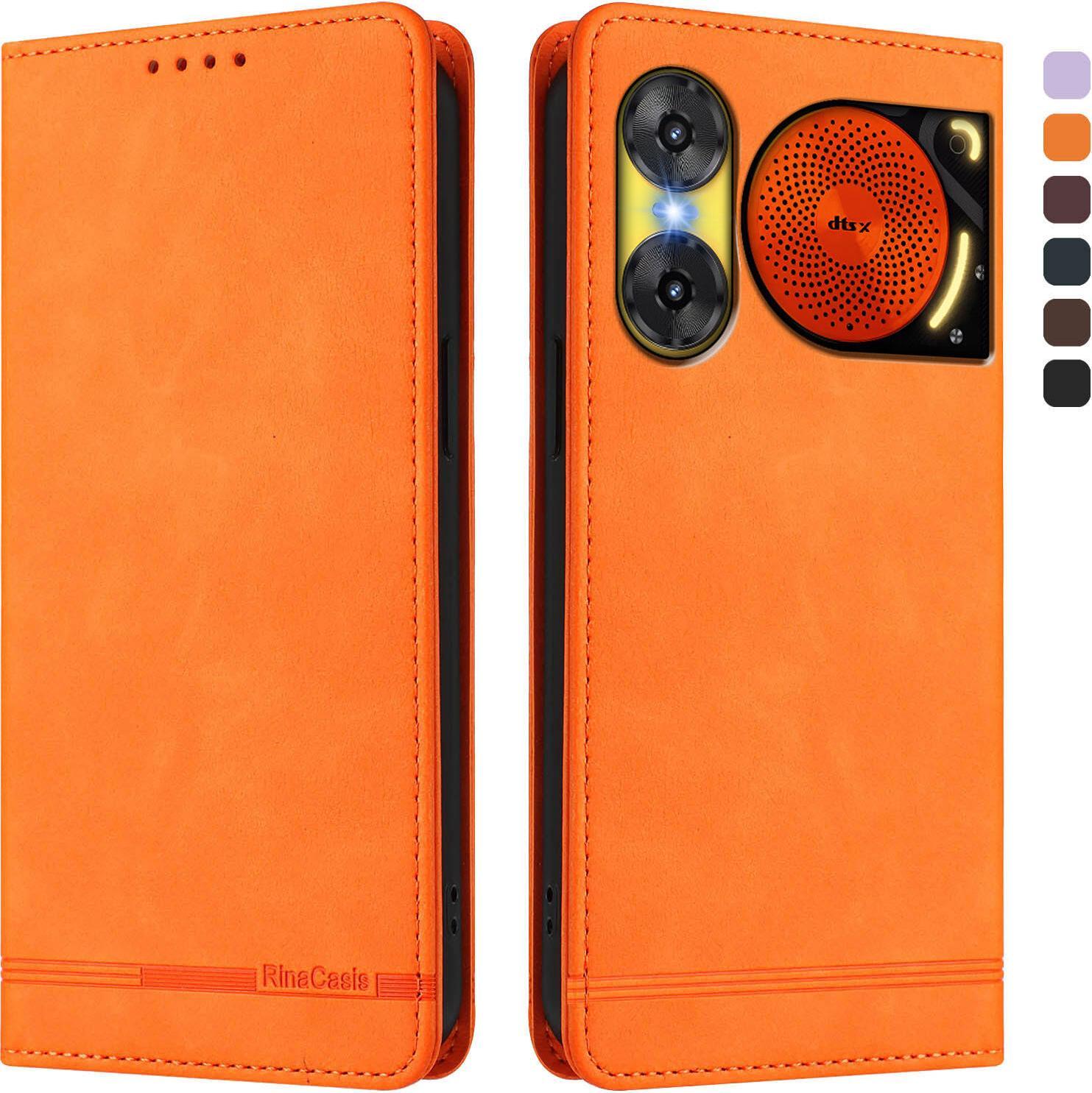 Custodia Per Zte Nubia Music 2, Custodia Retro In Finto Cuoio Con Supporto E Slot Per Schede Arancione