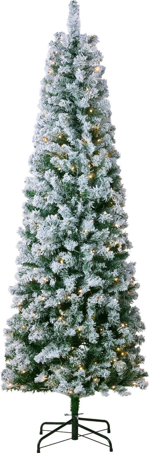 Albero Di Natale Vevor, 0,53 X 1,98 M, Albero Di Natale Floccato, Albero Di Natale Realistico Con 250 Luci Led Bianche, 814 Punte Di Rami, Base In Metallo
