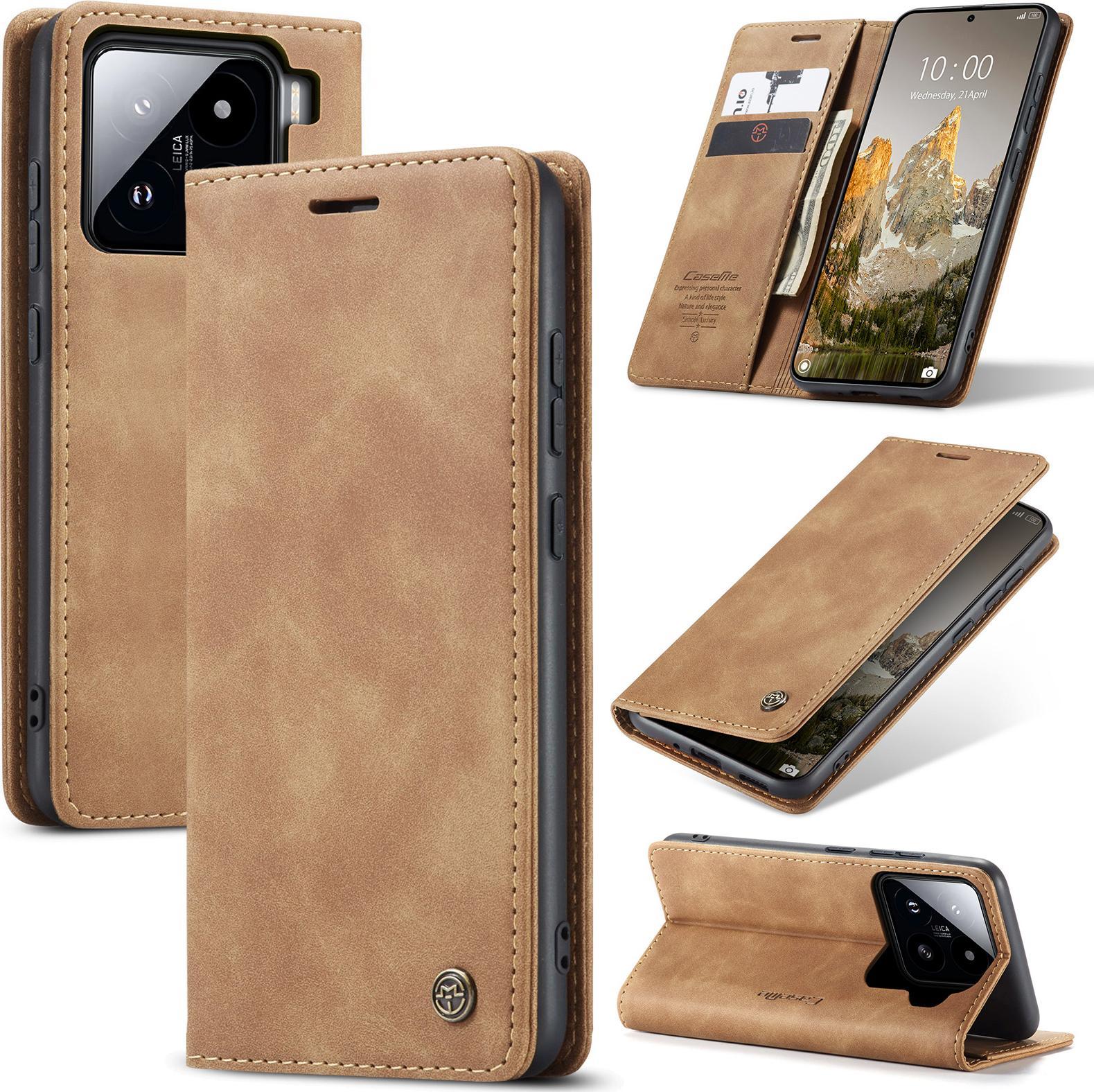 Cover Per Xiaomi 15 Retro Custodia In Finto Cuoio Con Funzione Di Stand Copertura Protettiva Marrone