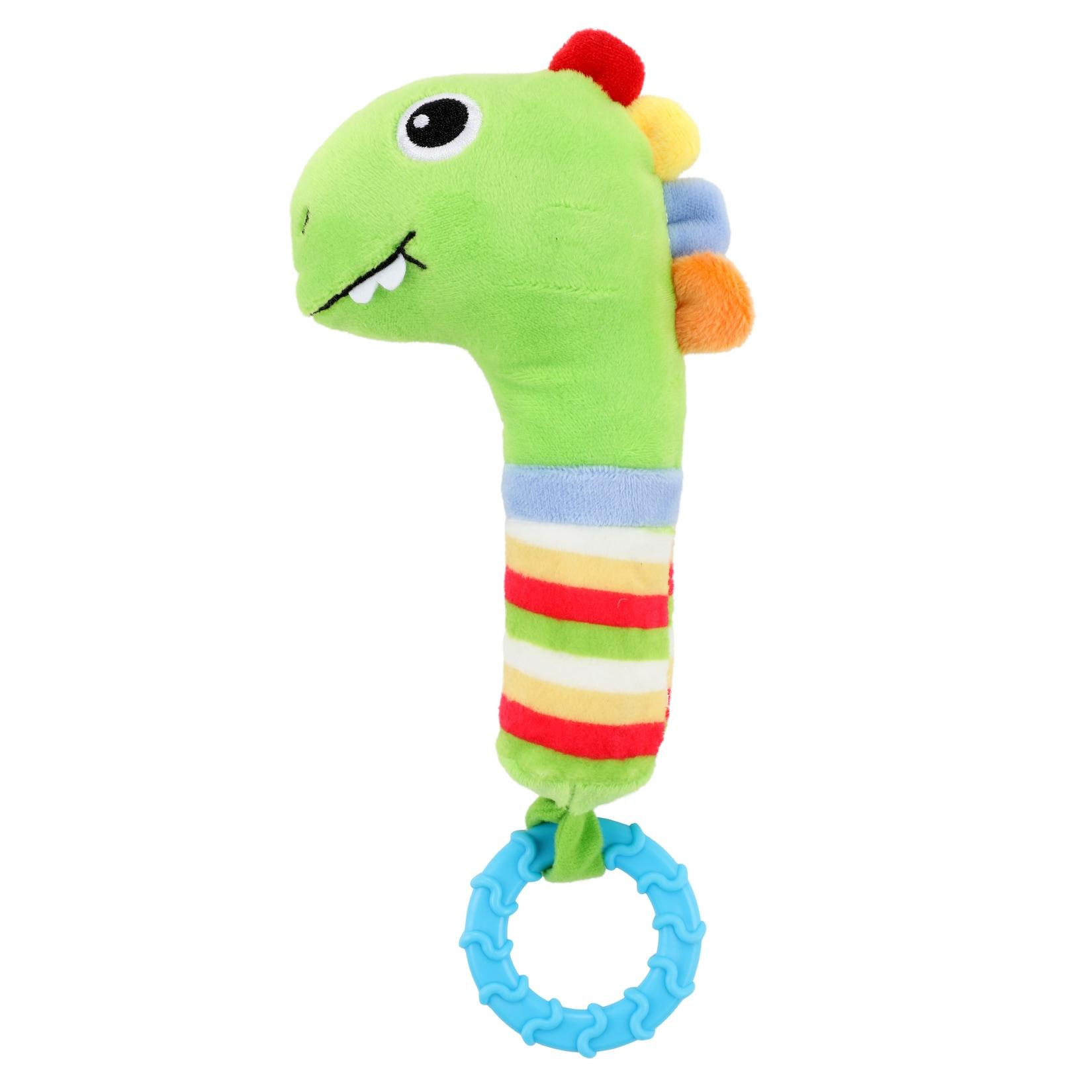 Toi-Toys 72131A - LITTLE STARS Babyrassel Dino – Beißring & Quietsche, Spielzeug Baby 0+ Monate