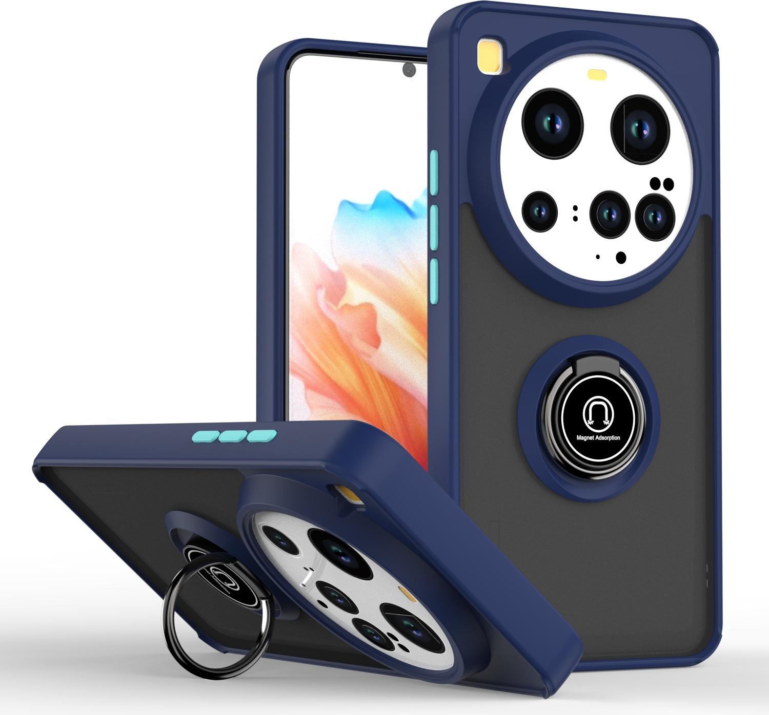 Custodia Per Xiaomi 15 Ultra Opaca Traslucida In Tpu Con Supporto Ad Anello E Supporto Blu Scuro