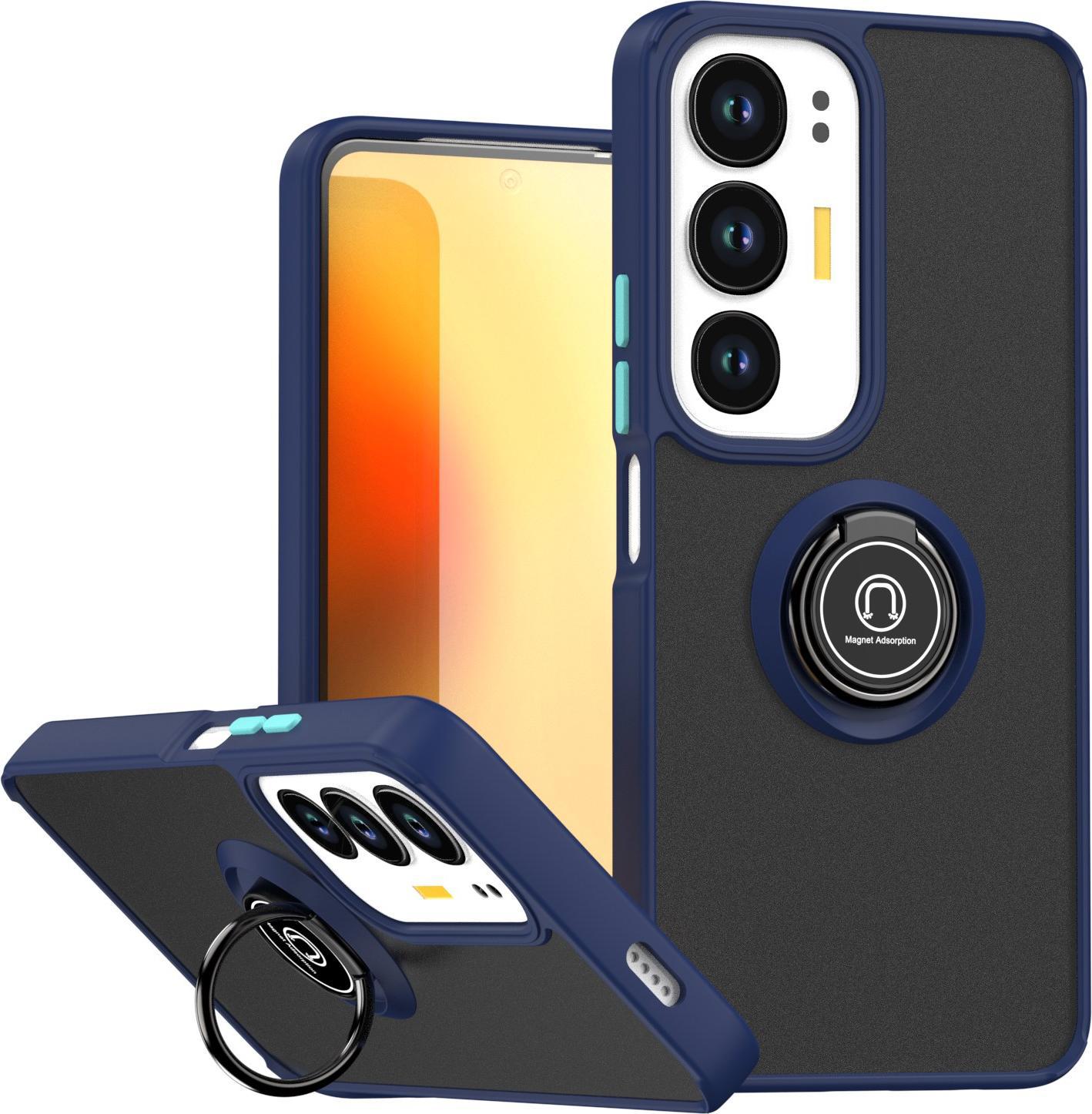 Custodia Per Vivo Y19S Opaca Traslucida In Tpu Con Supporto Ad Anello E Supporto Blu Scuro