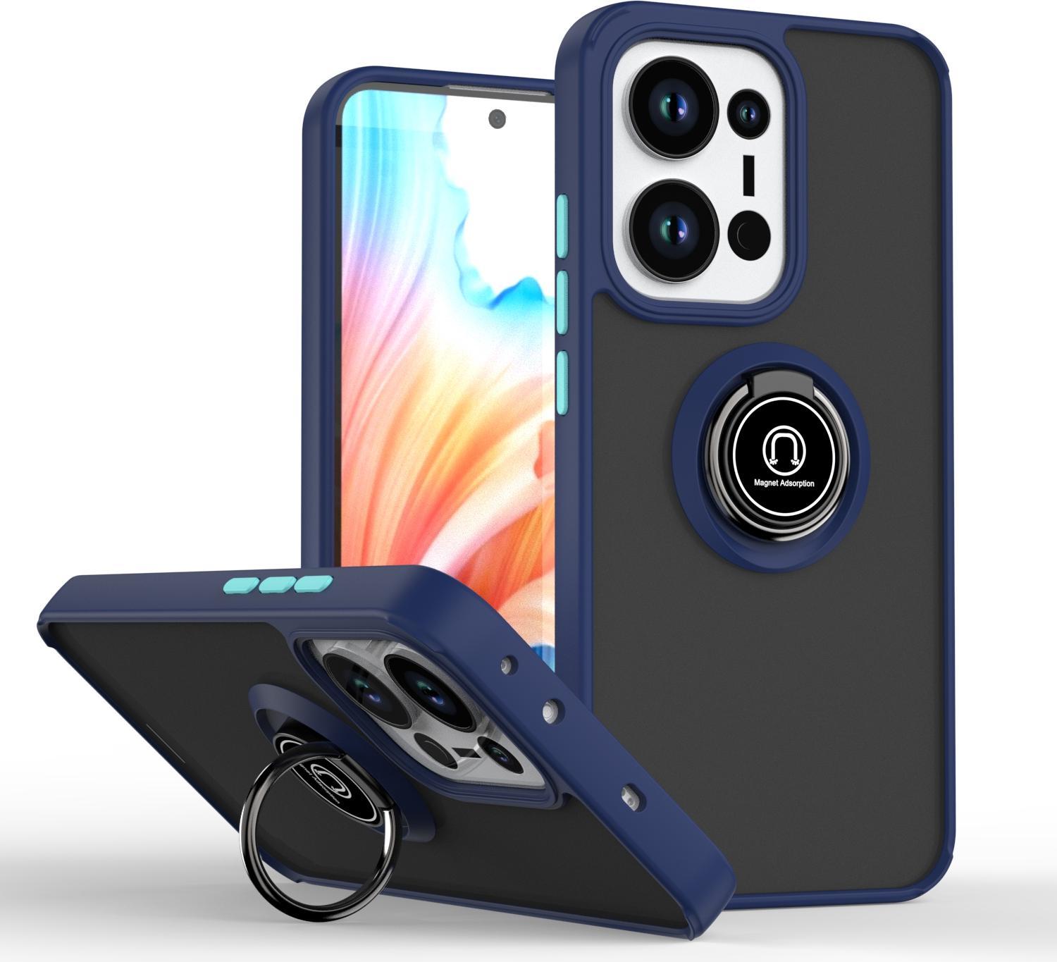 Custodia Per Oppo Reno13 Pro Custodia In Tpu Traslucida Opaca Con Supporto Ad Anello E Supporto Blu Scuro