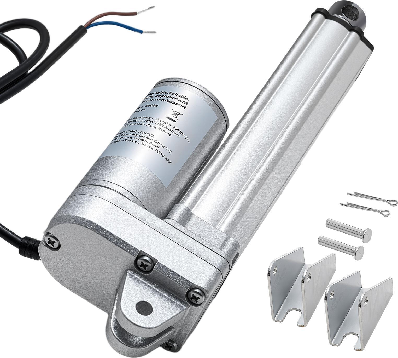 Attuatore Lineare Vevor 12 V, Motore Lineare Impermeabile IP65 Da 101,6 Mm, Attuatore Lineare 3000 N, Attuatori A Tecnologia Lineare 5 Mm/S Con Staffe Di Montaggio Per Inseguitori Solari, Macchine Industriali, Apriporta