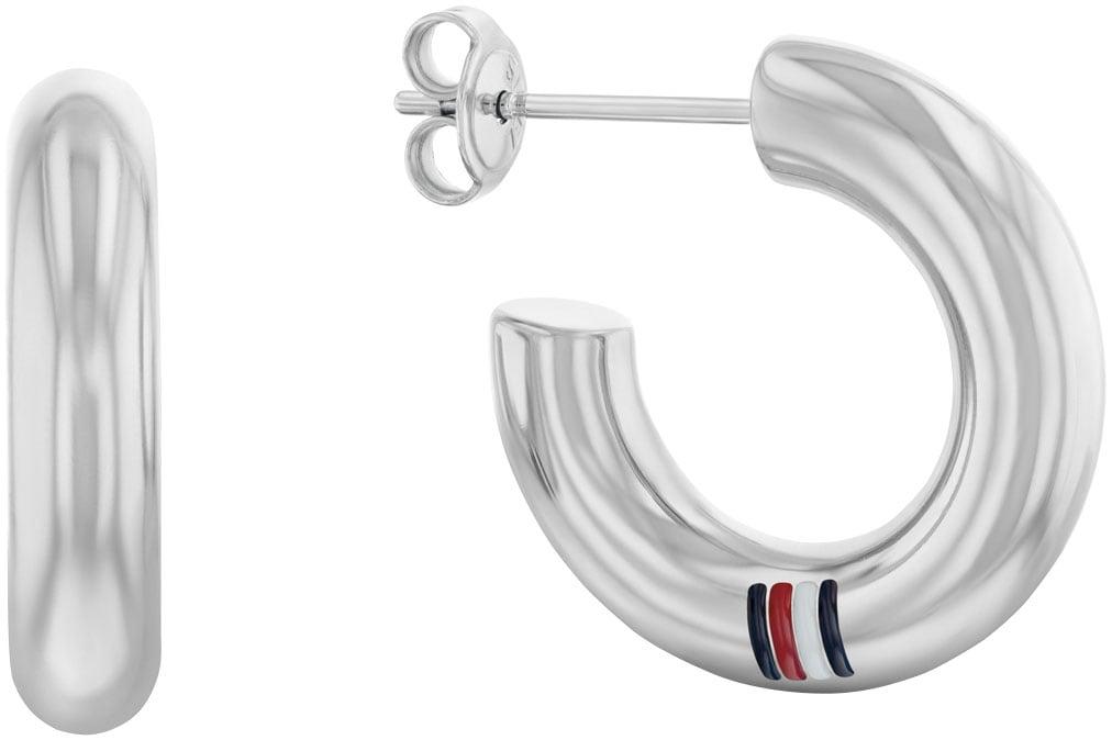 Paar Creolen Tommy Hilfiger "Circles", Silber (Edelstahlfarben), Ohrringe, Damen, 22Mm, Edelstahl, Mit Emaille