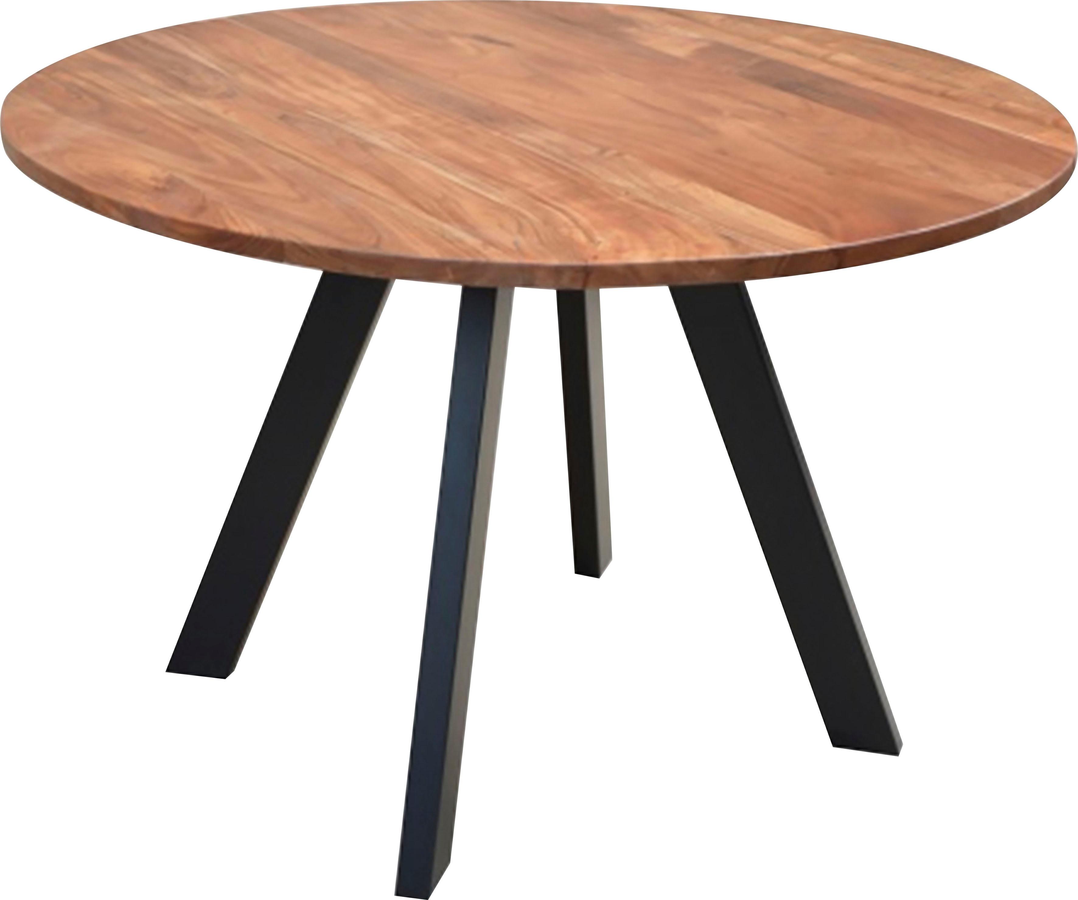 Esstisch Byliving "Tara", Beige (Natur, Schwarz, Akazie), B:120Cm H:76Cm T:120Cm, Tische, Esstisch, Ausdrucksstarke Tischplatte Aus Massivholz Akazie