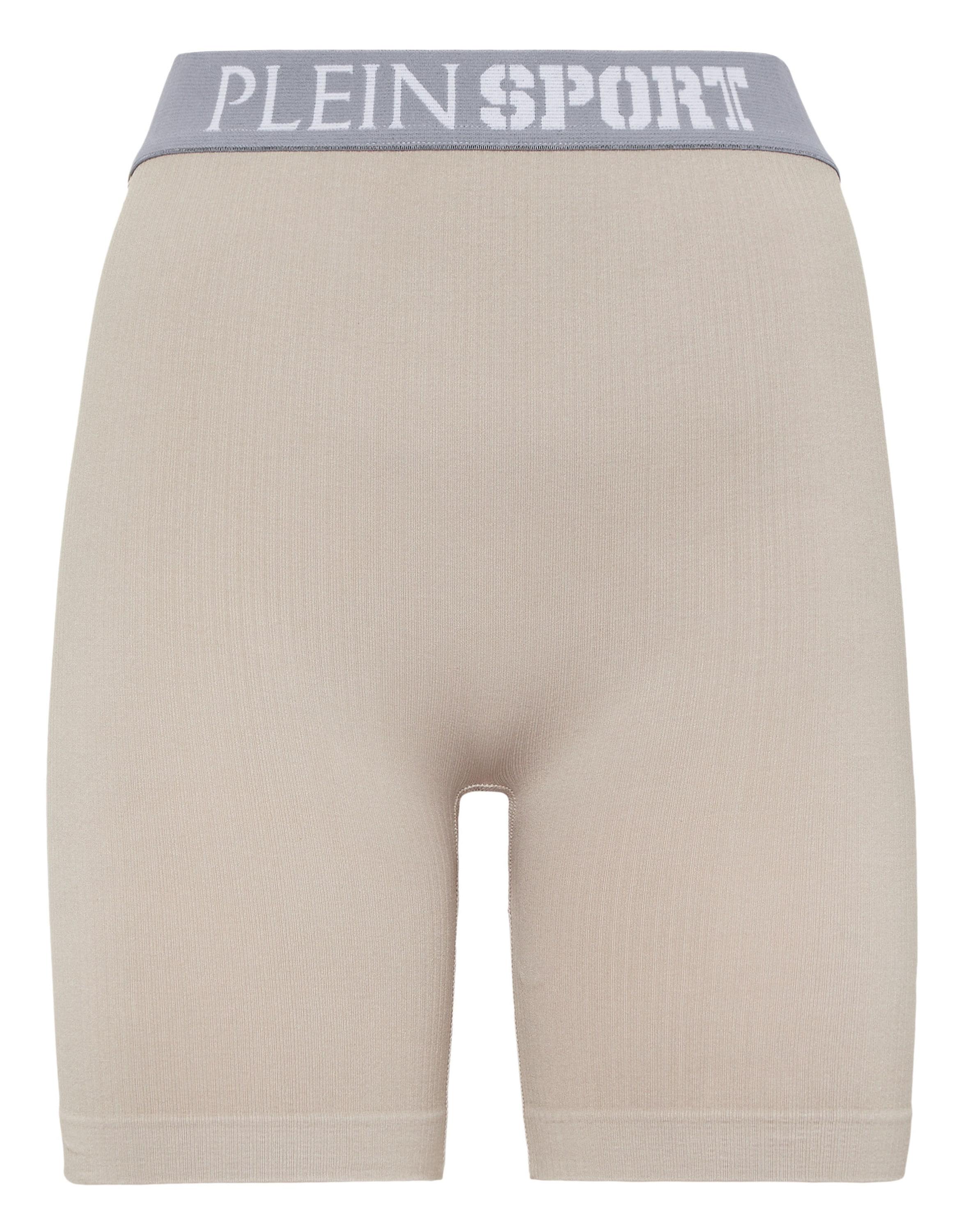 Shorts Plein Sport "Logo", Damen, Gr. M, Us-GrößEn, Grau (72, Schwarzgrau), Obermaterial: 94% Polyamid, 6% Elasthan, Hosen Shorts
