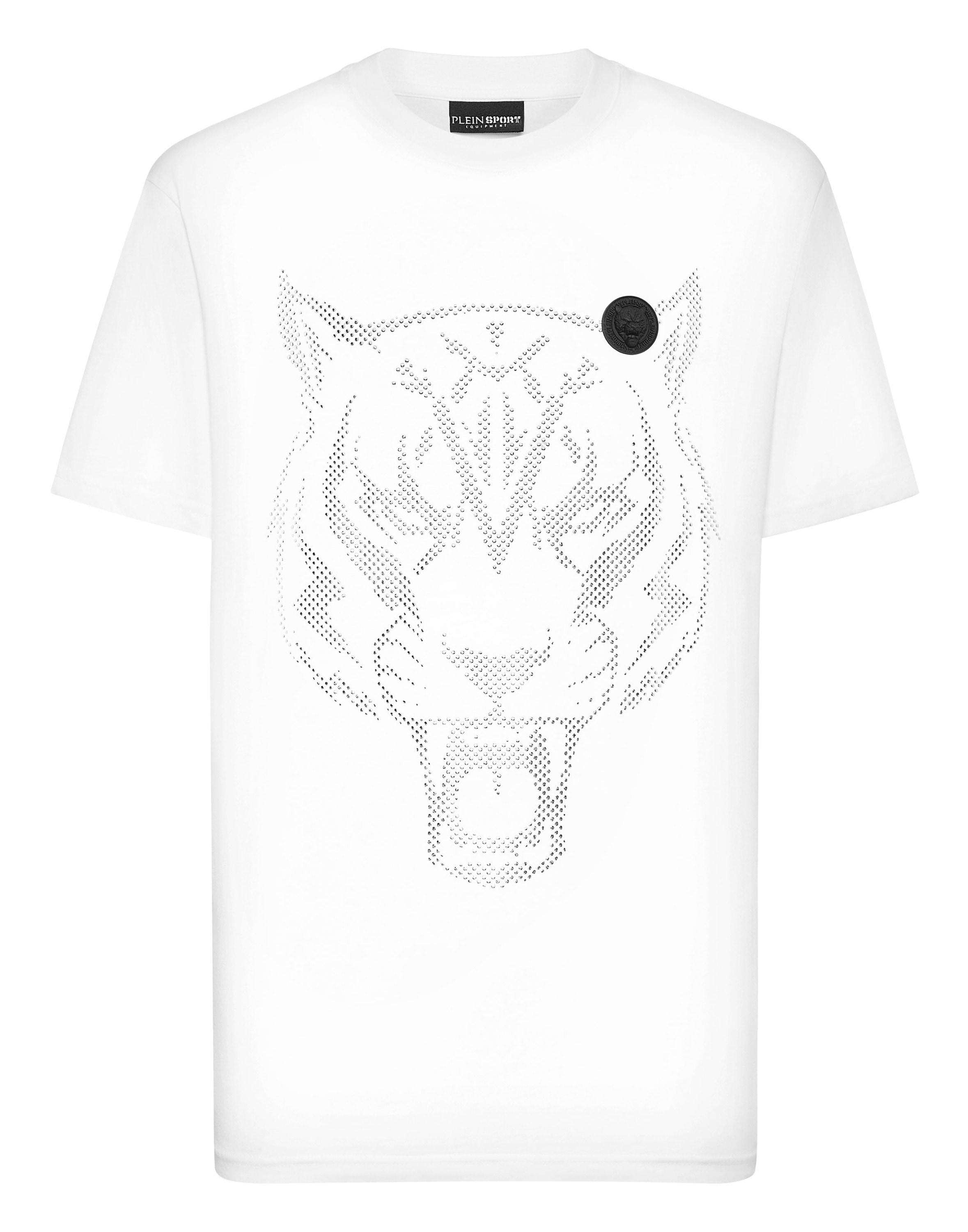 T-Shirt Plein Sport "Tiger", Jungen, Gr. M, 0170, Weiß, Silber, Obermaterial: 100% Baumwolle, Shirts T-Shirt