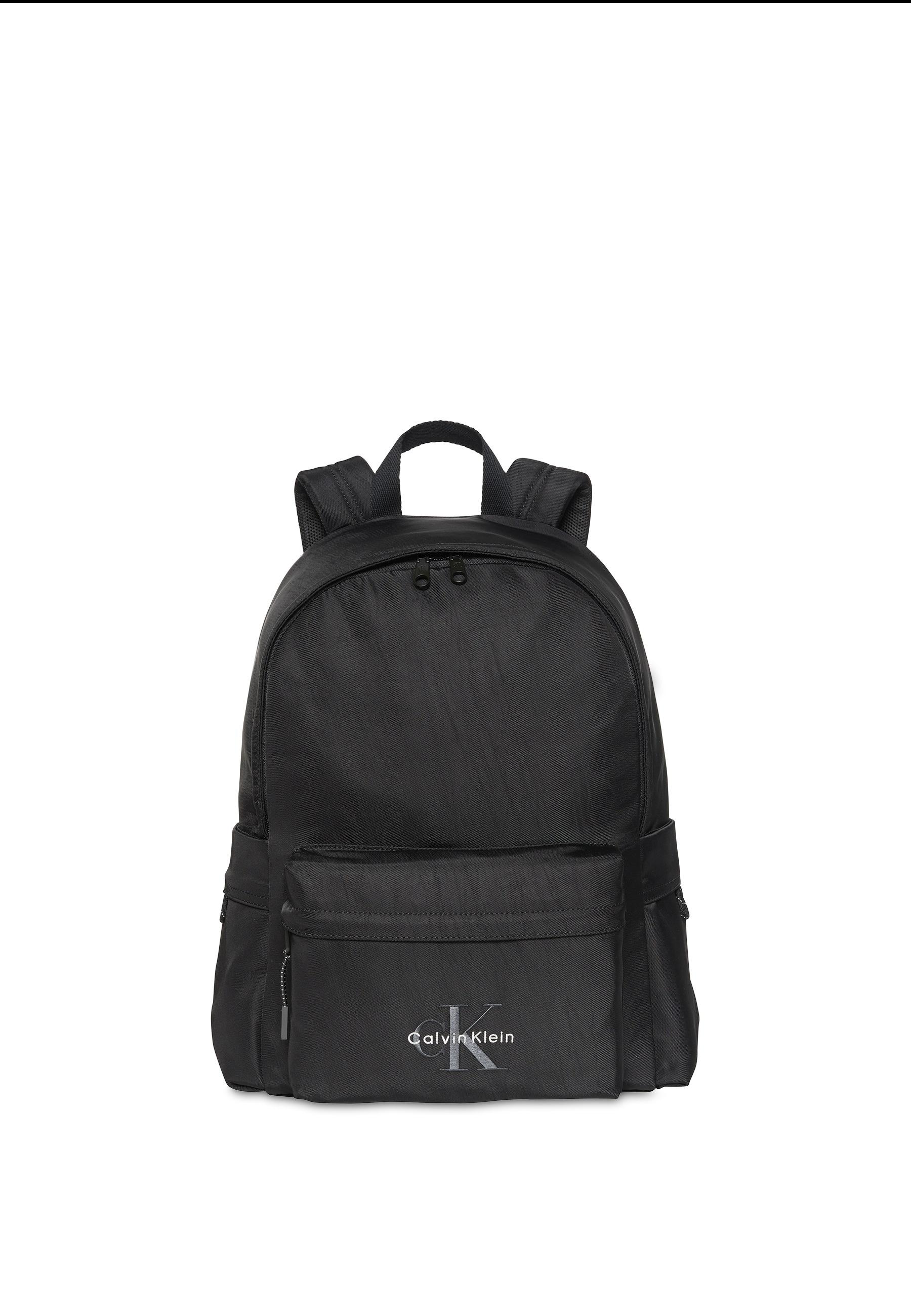 Rucksack Calvin Klein "Bold Round Backpack", Gr. B/H/T: 30,5Cm X 43Cm X 13Cm, Schwarz, Nylon, Unifarben, Basic, RucksäCke Rucksack, Unisex Freizeitrucksack, Cityrucksack Mit Ck-Logo