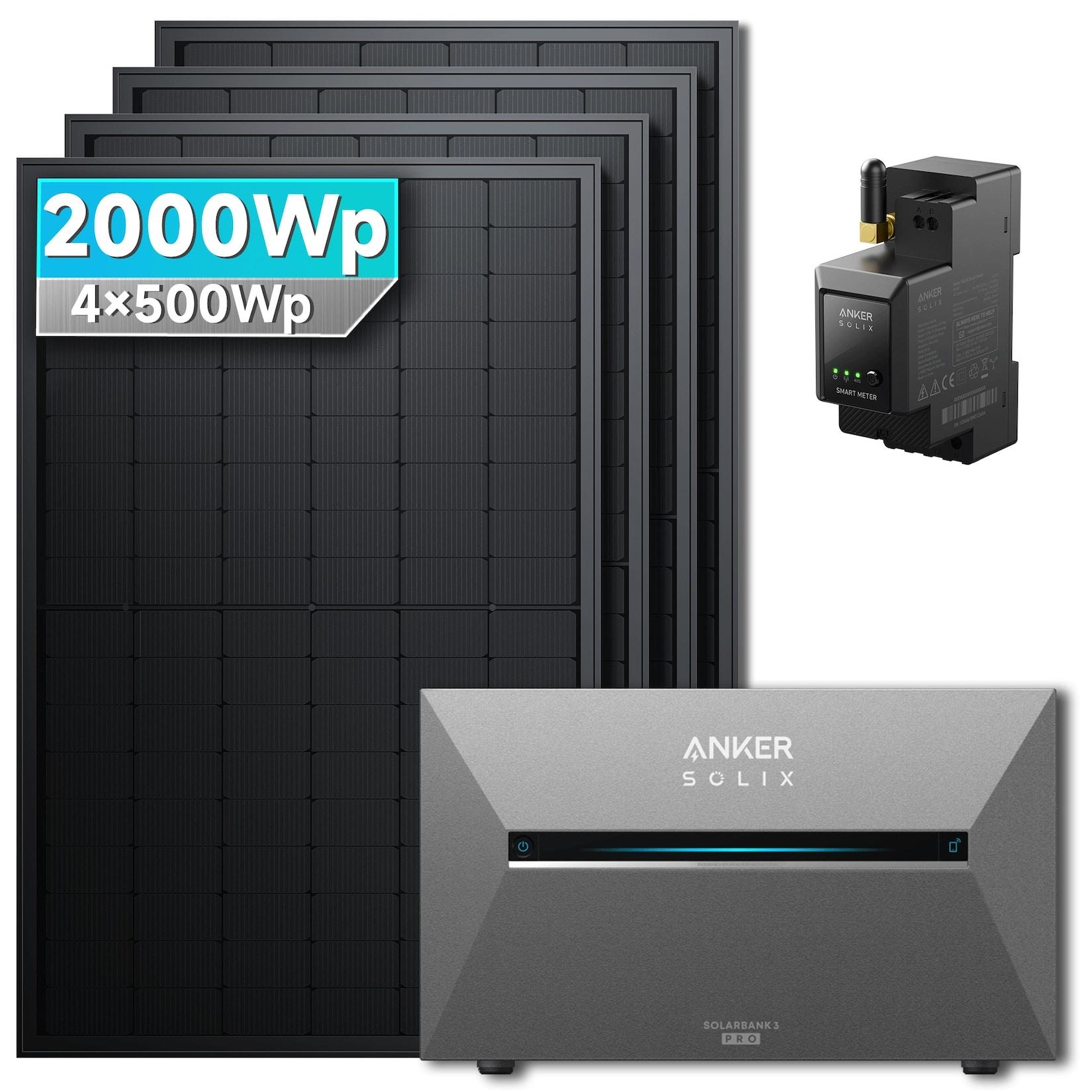 Solarmars® 2000W Balkonkraftwerk mit Speicher, Anker SOLIX Solarbank 3 E2700 Pro - Ohne Halterung