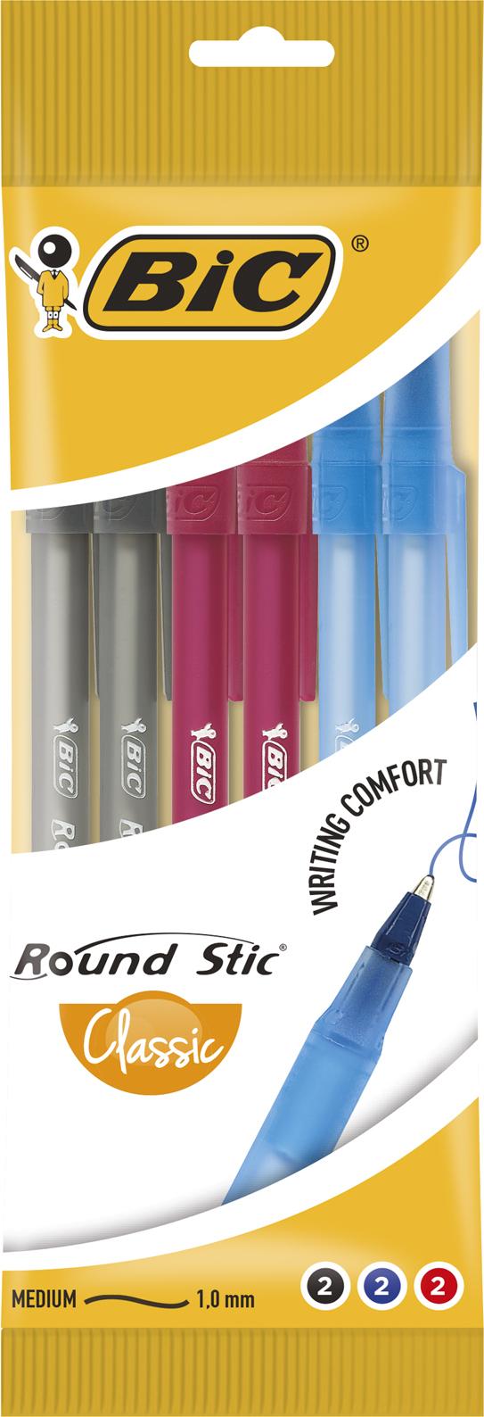 Bic Round Stic Classic - Penne A Sfera Colori Misti, 6 Pezzi