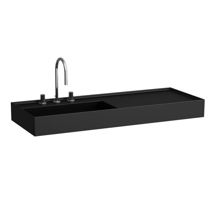 Laufen Kartell Waschtisch H8133327161111 120X46Cm, Ablage Rechts, Ohne ÜBerlauf, 1 Hahnloch, Schwarz Matt