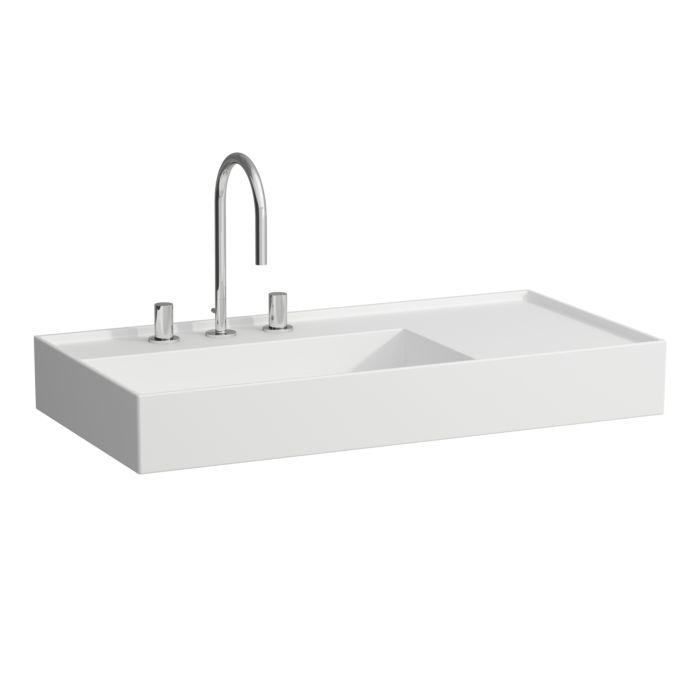Laufen Kartell Waschtisch 8103387578151, 90X46Cm, Weiß Matt, Ablage Rechts, 2 Hahnl., Saphirkeramik