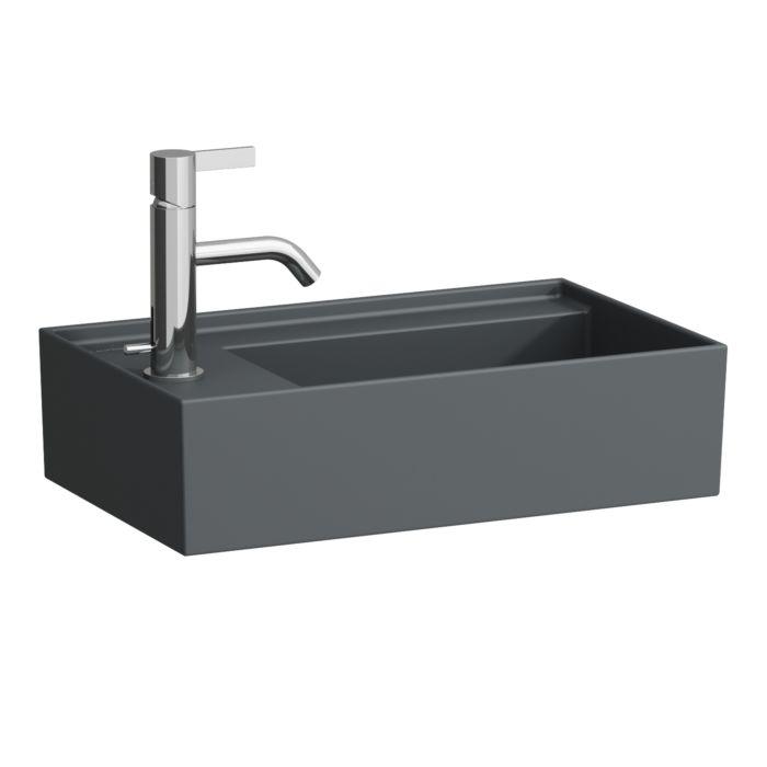 Laufen Kartell Handwaschbecken H8153357581111 46X28Cm, Armatur Links, Ohne ÜBerlauf, 1 Hahnloch, Graphit Matt