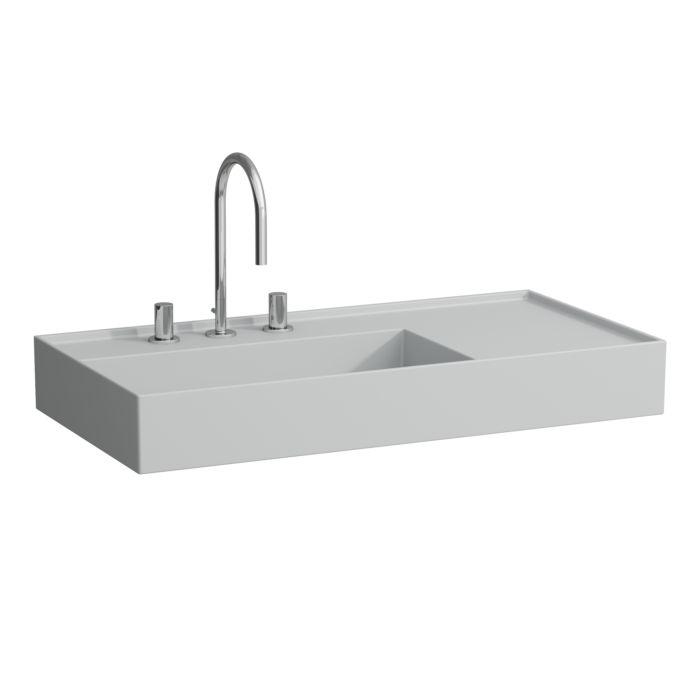 Laufen Kartell Waschtisch 8103387598151, 90X46Cm, Grau, Ablage Rechts, 2 HahnlöCher, Saphirkeramik