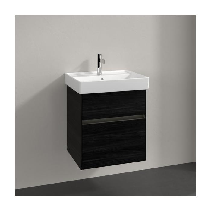 Villeroy Und Boch Collaro Waschtischunterschrank C007B0AB 51X54,6X41,4Cm, Waschbecken Mittig, Led-Beleuchtung, Black Oak