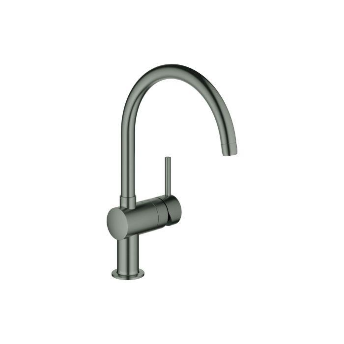 Grohe Minta SpüLtisch-Einhebelmischer 32917AL0 Hard Graphite GebüRstet, Schwenkbarer Rohrauslauf, C-Auslauf