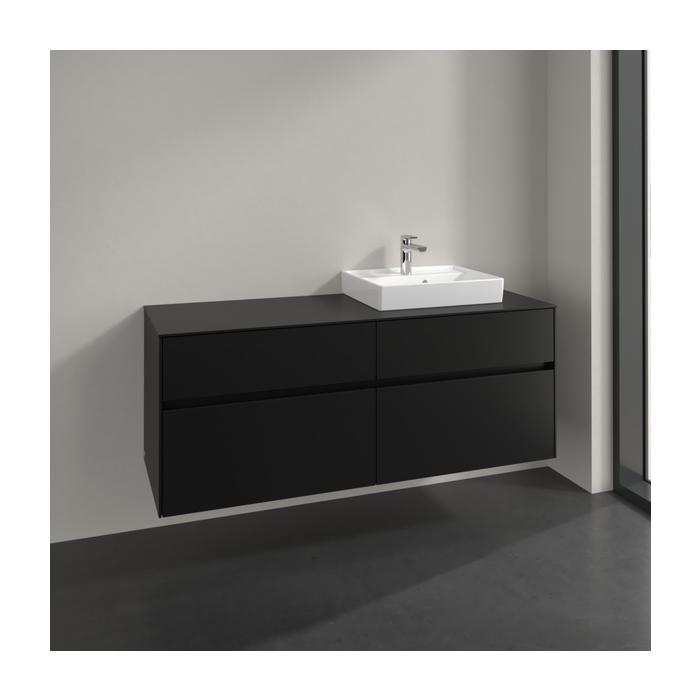 Villeroy Und Boch Collaro Waschtischunterschrank C075B0VL 140X54,8X50Cm, Waschtisch Rechts, Led-Beleuchtung 10,4W, Volcano Black