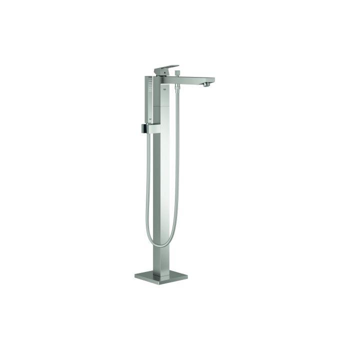 Grohe Eurocube Fertigmontageset 23672DC1 Supersteel, Wannenarmatur, Ausladung 298 Mm