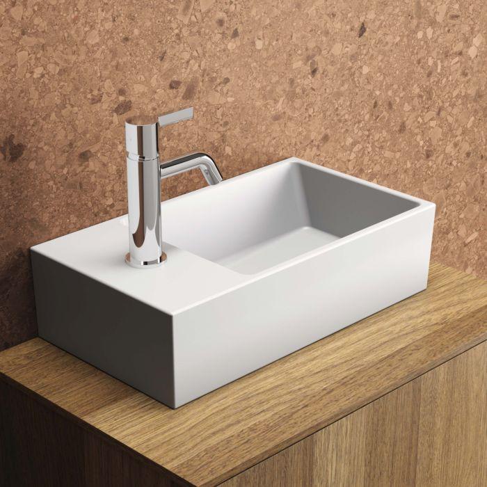 Ideal Standard Extra Handwaschbecken T3733V1 45X25X15Cm, Hahnbank Links, Mit ÜBerlauf, 1 Hahnloch, Seidenweiß