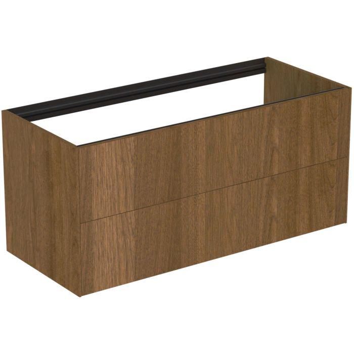 Ideal Standard Conca Waschtisch-Unterschrank T3945Y5 120X50,5X54Cm, Ohne Waschtisch-Platte, 2 AuszüGe, Walnuss Dunkel Furnier