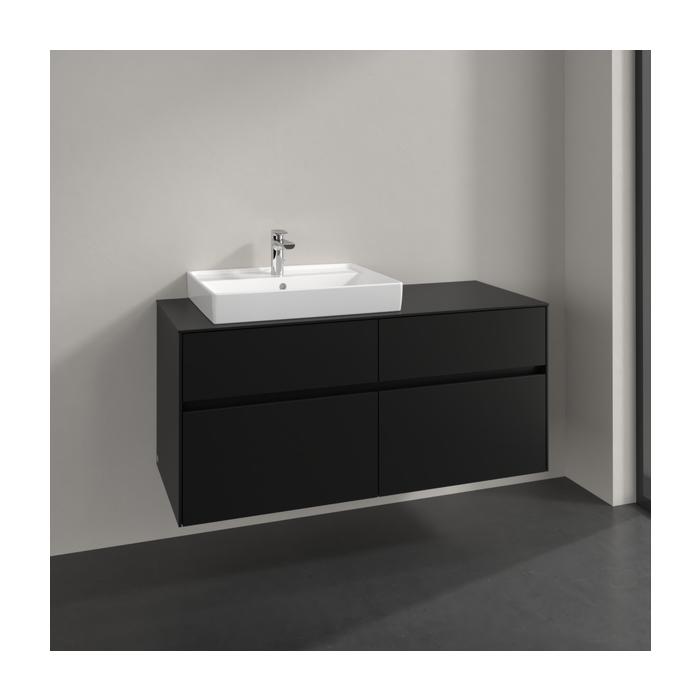 Villeroy Und Boch Collaro Waschtischunterschrank C082B0VL 120X54,8X50Cm, Waschtisch Links, Led-Beleuchtung 8,8 W, Volcano Black