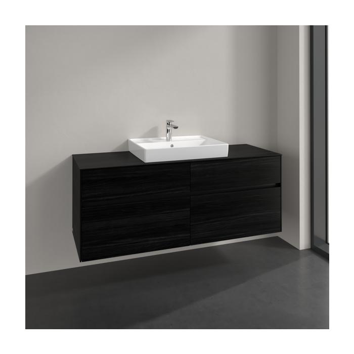 Villeroy Und Boch Collaro Waschtischunterschrank C08400AB 140X54,8X50Cm, Waschtisch Mittig, Black Oak