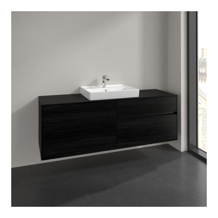 Villeroy Und Boch Collaro Waschtischunterschrank C025B0AB 160X54,8X50Cm, Waschtisch Mittig, Led-Beleuchtung 12W, Black Oak