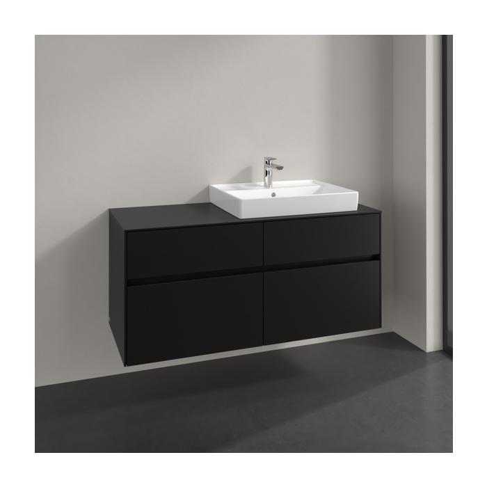 Villeroy Und Boch Collaro Waschtischunterschrank C083B0VL 120X54,8X50Cm, Waschtisch Rechts, Led-Beleuchtung 8,8 W, Volcano Black