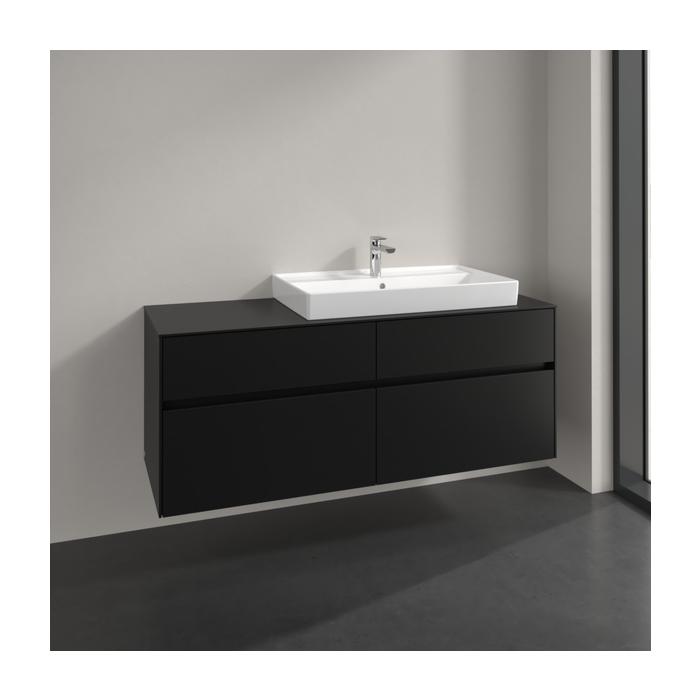 Villeroy Und Boch Collaro Waschtischunterschrank C090B0VL 140X54,8X50Cm, Waschtisch Rechts, Mit Led-Beleuchtung, Volcano Black