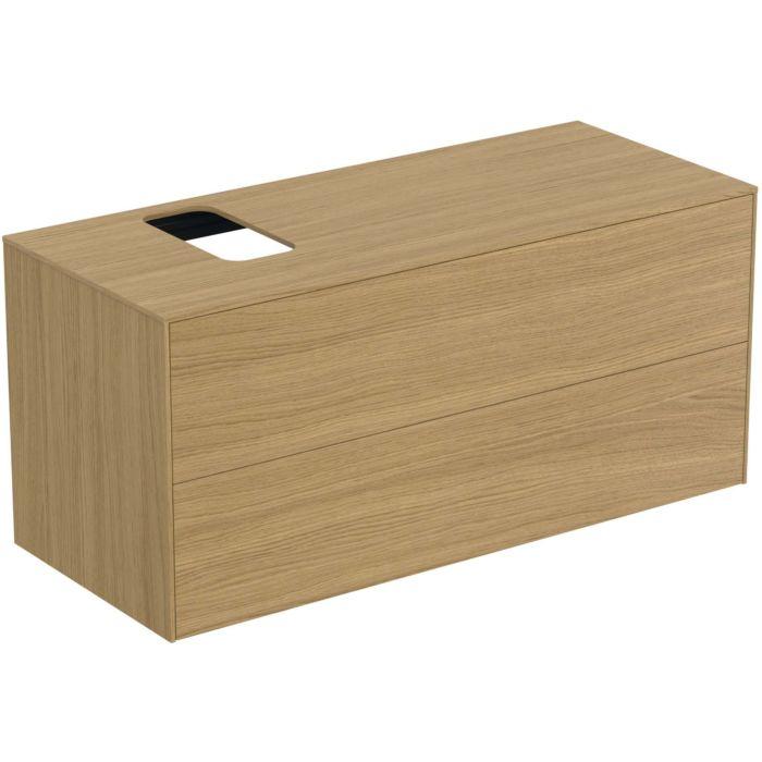 Ideal Standard Conca Waschtisch-Unterschrank T3944Y6 Mit Ausschnitt, 2 AuszüGe, 120X50,5X55 Cm, Rechts/Links, Eiche Hell Furnier