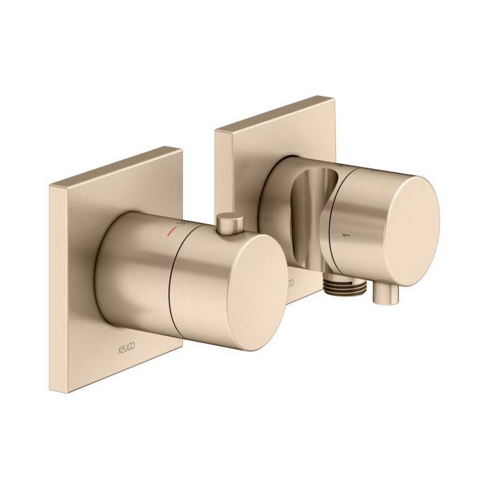 Keuco Edition 11 Brausethermostat 51153031222 Bronze GebüRstet, Unterputz Montage, 2 Verbraucher, Mit WandanschlußBogen Und Brausehalter