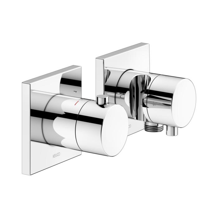 Keuco Edition 11 Brausethermostat 51153011222 Chrom, Unterputz Montage, 2 Verbraucher, Mit WandanschlußBogen Und Brausehalter