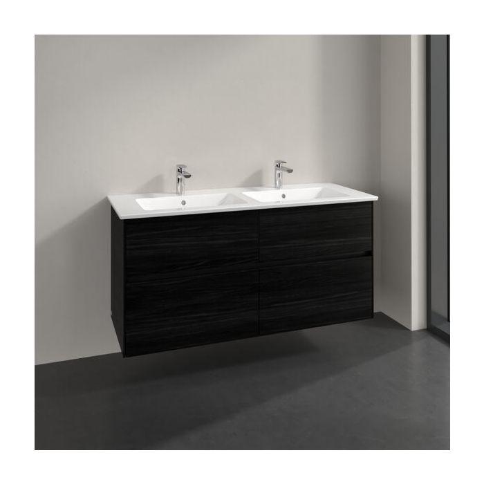Villeroy Und Boch Collaro Waschtischunterschrank C147B0AB 126,1X61X48Cm, Waschbecken Mittig, Led-Beleuchtung 9,4W, Black Oak