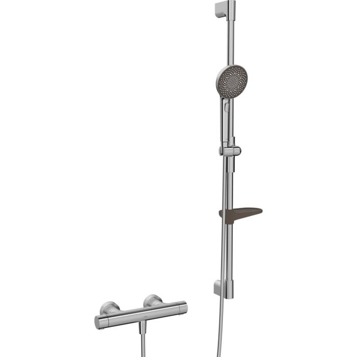 Hansa Hansaprisma Duschsystem 4813043180 Mit Thermostat, Wandmontage, 970Mm, Stahl GebüRstet