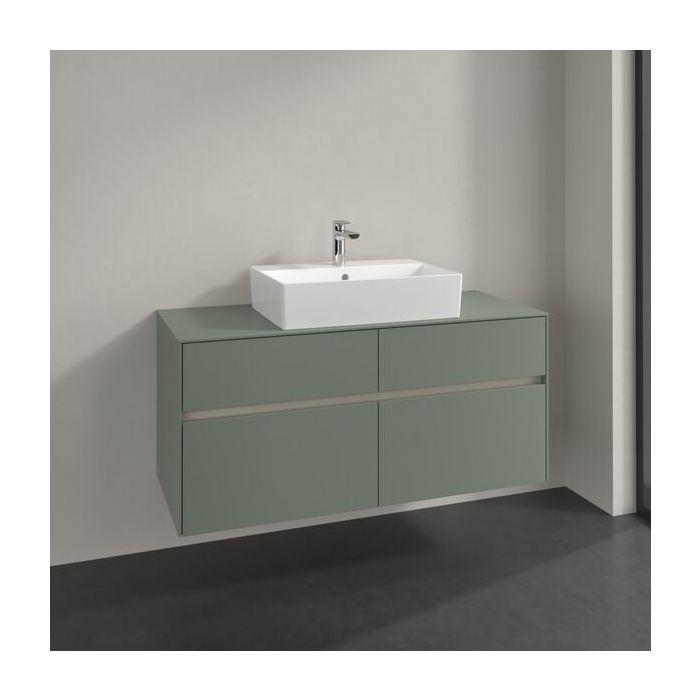 Villeroy Und Boch Collaro Waschtischunterschrank C128B0AF 120X54,8X50Cm, Waschtisch Mittig, Led-Beleuchtung 8,8 W, Soft Green