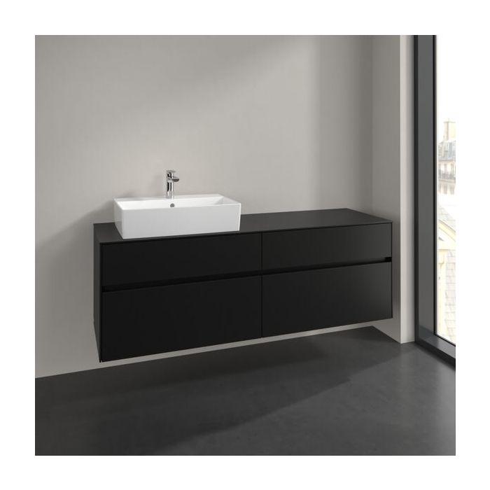 Villeroy Und Boch Collaro Waschtischunterschrank C135B0VL 160X54,8X50Cm, Waschtisch Links, Led-Beleuchtung 12W, Volcano Black