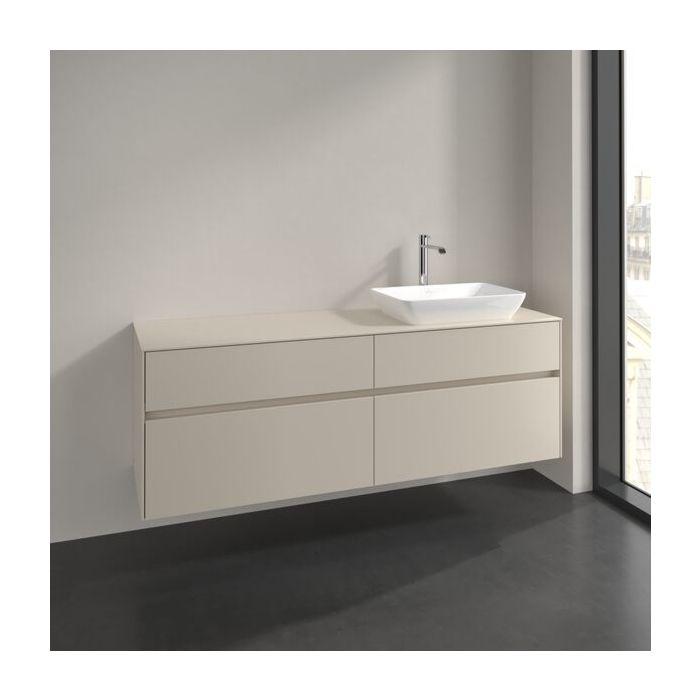 Villeroy Und Boch Collaro Waschtischunterschrank C122B0VN 160X54,8X50Cm, Waschtisch Rechts, Led-Beleuchtung 12W, Cashmere Grey