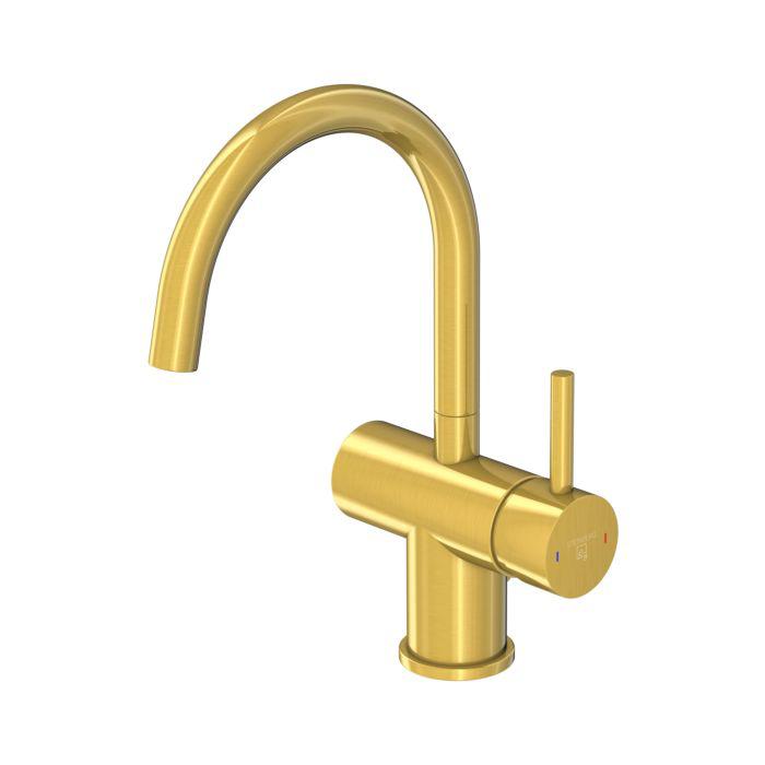 Steinberg Serie 100 Waschtischarmatur 1001500BG Schwenkbarer Auslauf, Mit Ablaufgarnitur 1 1/4", Brushed Gold