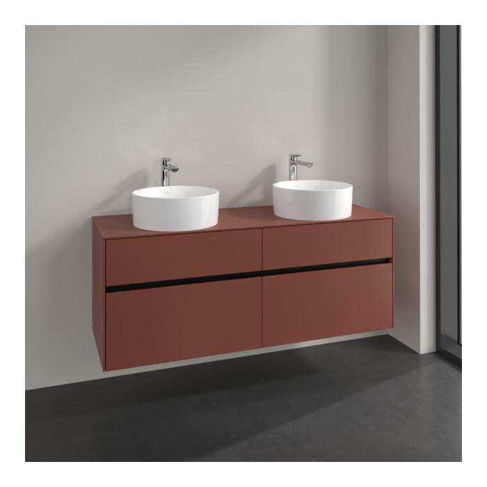 Villeroy Und Boch Collaro Waschtischunterschrank C04800AH 140X54,8X50Cm, FüR 2 Waschtische, Wine Red
